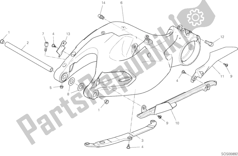 All parts for the Swing Arm of the Ducati Multistrada 1260 S Touring 2018